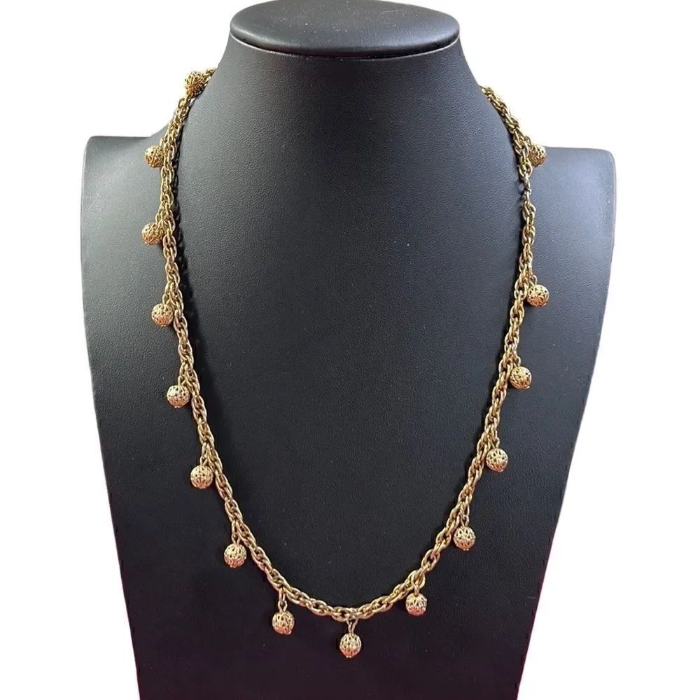 Gorgeous Vintage Necklace With Golden Balls
